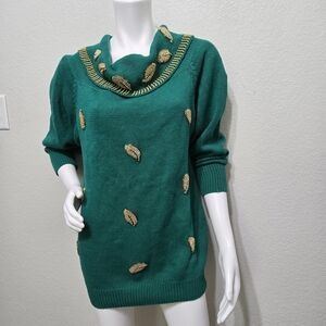Vintage Victoria Harbour Emerald Green Sweater Size L